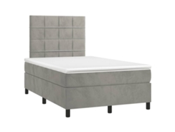 Maison Exclusive - Cama Box Spring Con Colchón Terciopelo Gris Claro 120x190 Cm