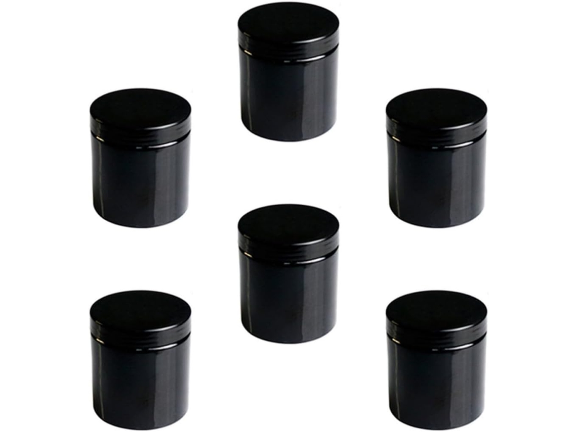 Envases De Maquillaje Y Tarros De Crema De Plástico Negro, Juego De 6