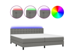 Maison Exclusive - Cama Box Spring Colchón Y Luces Led Tela Gris Claro 200x200 Cm