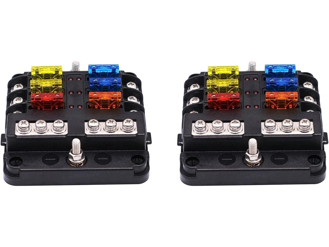Bloques De Fusibles Impermeables De 6 Vías Con Indicador Led, 12 Circuitos, Caja Negativa Marina