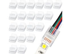 20 Pcs 5 Pines 12 Mm Led Strip Connector Rgb Lights Adaptador A Prueba De Agua 22 Awg Wire Connector For Strip Light Track 5v 12v 24v