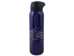 Vaso térmico de acero inoxidable de 500 ml para estudiantes, botella de viaje con pajita (azul)
