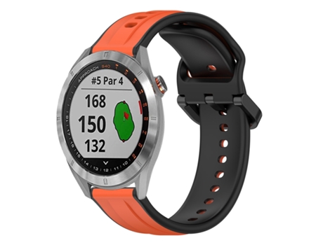 Correa Smartwatch para Garmin Approach S40 20mm Bucle Convexo Silicona Bicolor (Naranja + Negro)