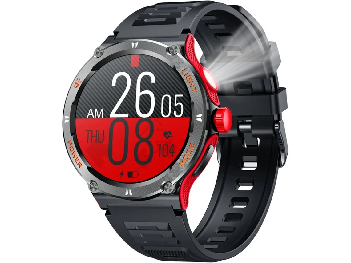 Reloj inteligente para hombre, redondo, pantalla táctil de 1,53", resistente al agua hasta 3 atm, linterna LED, Bluetooth, llamadas, control del ritmo cardíaco y de la presión arterial.