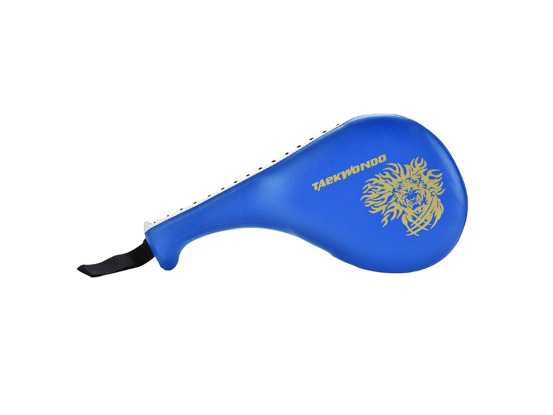 Almohadilla gruesa de cuero sintético para taekwondo, boxeo y patadas, con protección para la muñeca (azul)