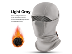 Pasamontañas de invierno de forro polar grueso, doble capa, jacquard, protección térmica para ciclismo/motociclismo, gris claro. Viewleaf