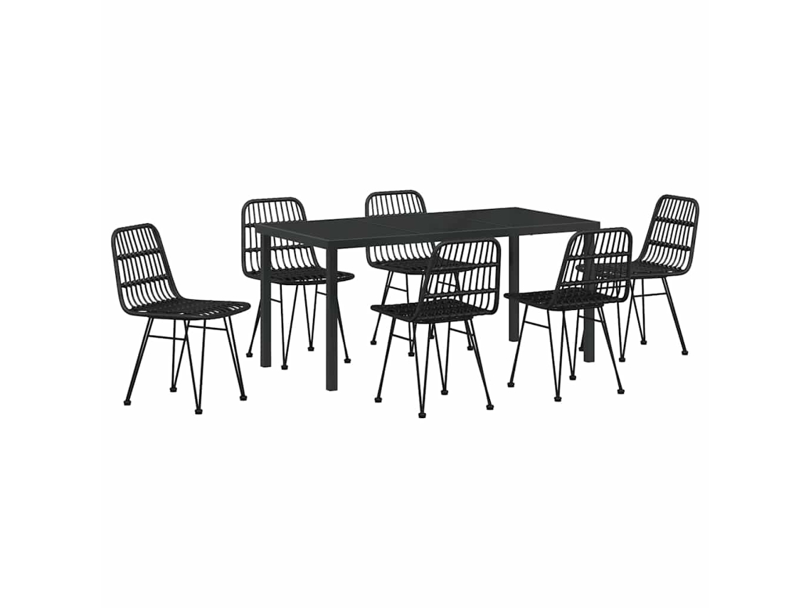 Conjunto de Jantar para Jardim 7 Pcs Preto Aço Revestido a Pó MAISON EXCLUSIVE