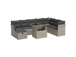 Maison Exclusive - Set Muebles Jardín 9 Pzas Y Cojines Ratán Sintético Gris Claro