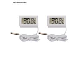 2 Termómetros Digitales Lcd Para Interiores Con Cable De 2 M, Alta Precisión -50~110℃, Color Blanco.