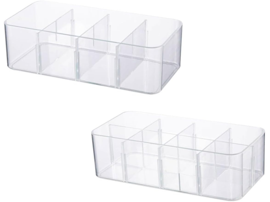 Almacenamiento Transparente 2 Piezas Calcetines Interior Compartimentos Tapas Armario Vestidor Oficina Hogar