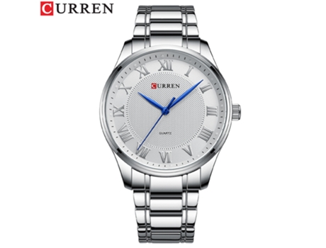 Relojes para Hombre con Reloj Informal Resistente al Agua de Acero Inoxidable y Metal, Reloj con Fecha en las Manos para Hombres-Concha Blanca Blan...