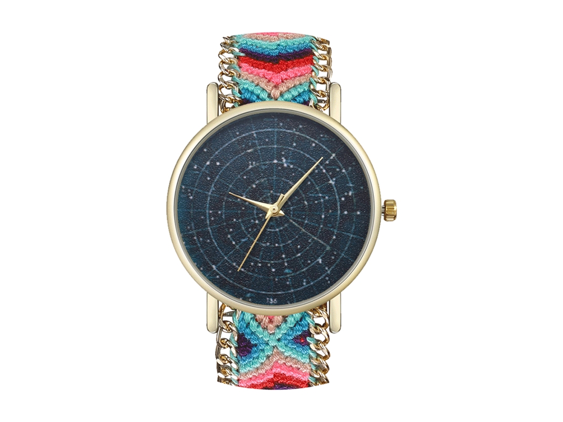 Reloj De Pulsera Redondo De Cuarzo Con Correa De Lana Tejida - Regalo De Moda