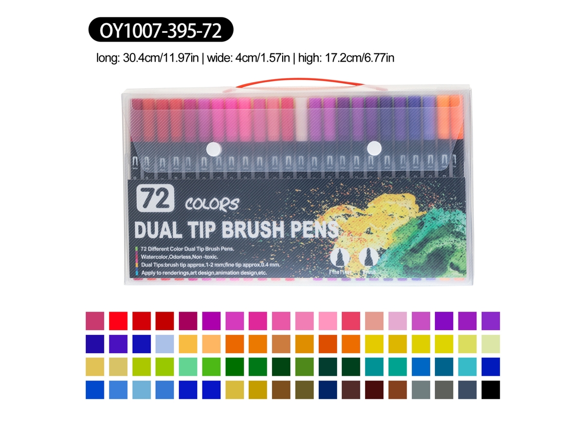 Rotulador de doble punta de 72 colores, varilla negra, estuche de PVC, juego de rotuladores de acuarela SIURN