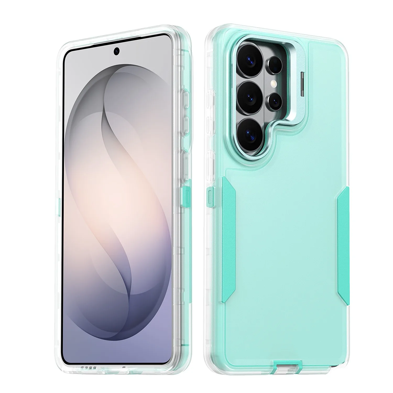 (verde Claro, Galaxy S24) Funda Protectora Integral De Material Híbrido Resistente Con Cubierta De Soporte De Lente De Aleación.