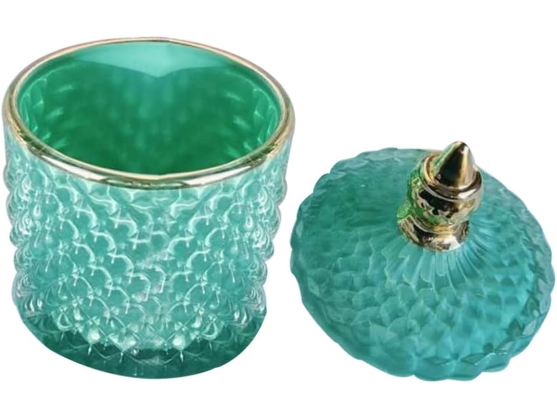 Dulcera De Cristal Azul Con Tapa Hermética, Joyero Decorativo, Tarro De Almacenamiento