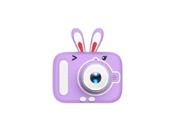 Cámara digital Cuich con dibujos animados, 2000 W píxeles, zoom 3x, cámaras duales delantera y trasera, conejo morado con enfoque automático