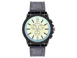 Reloj De Cuarzo Para Hombre Con Correa De Cuero Pu Estilo Business Dial De Tres Ojos