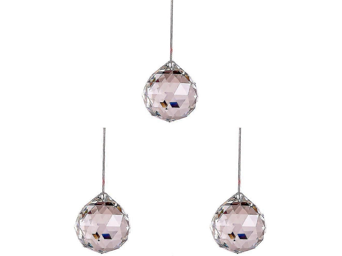 Juego de 3 prismas de cristal para captar la luz solar en ventanas, jardines, lámparas de araña, coches, hogares y bodas - 30 mm