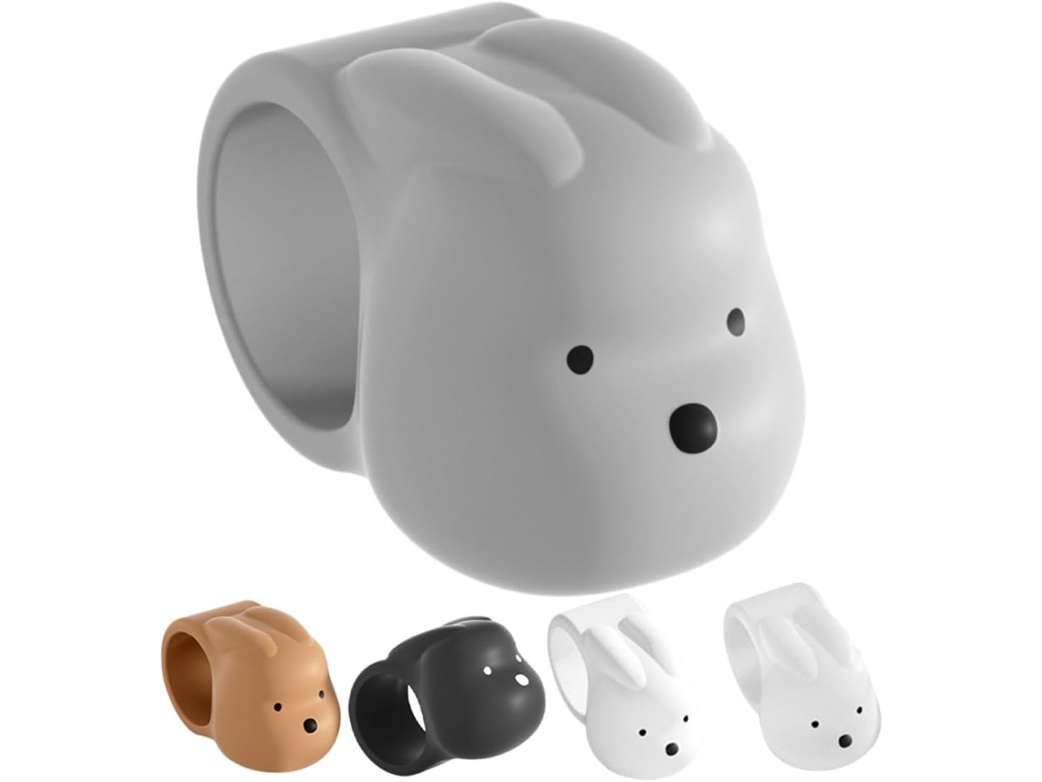 Juego De 5 Topes De Puerta De Silicona Multicolor Con Forma De Conejo, Para Montaje En Pared.