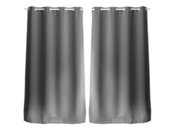 Conjunto De Cortina Blackout Toilinux Ilhós Redondos Poliéster Gris - 2pcs (240 Cm)