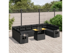 Conjunto de sofás de jardín de 11 piezas DKD Home Decor con cojines de mimbre negros
