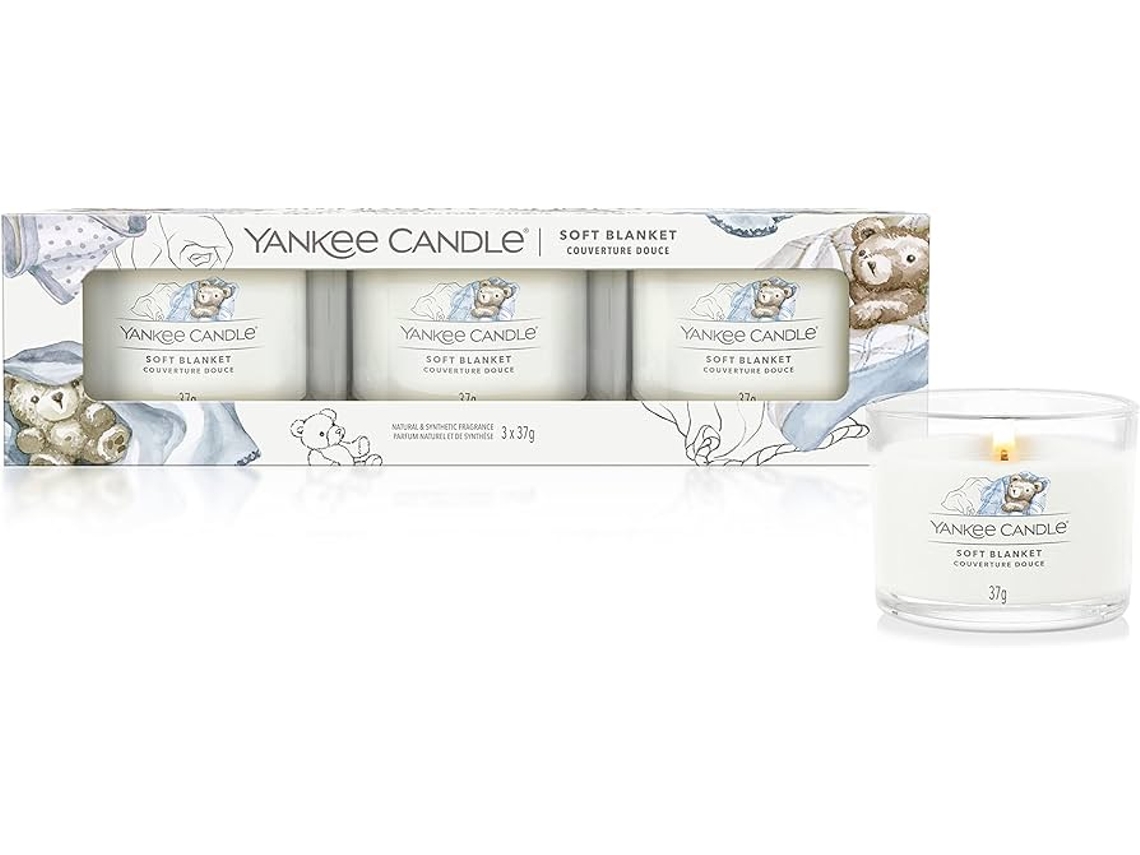 Pack de 3 Velas Votivas Aromáticas Soft Blanket YANKEE CANDLE