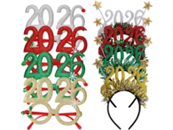 Conjunto de 8 piezas de tiara y gafas para fiesta de Año Nuevo: accesorios creativos para fotos.