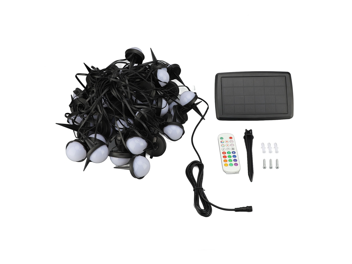 2026-cordón De Luces Solares 50 Bombillas Ip66 Impermeable Decorativo Para Jardín Y Patio Exterior