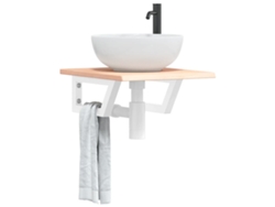 Estante De Lavabo De Pared De Acero Y Madera Maciza De Roble