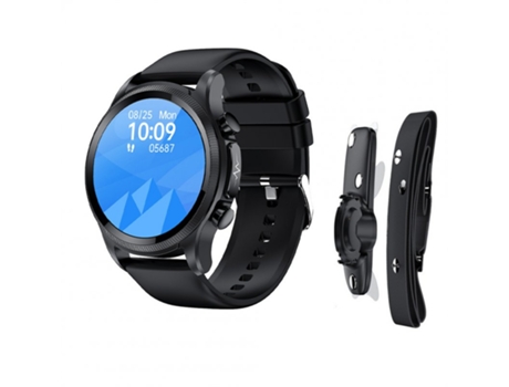 Smartwatch E400 Ecg Ppg Monitoreo de oxígeno en sangre IP68 Cinturón negro impermeable con soporte