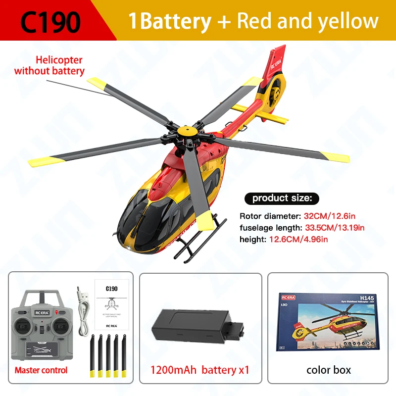 Helicóptero De Juguete Con Control Remoto (amarillo), 2.4g, Giroscopio De 6 Ejes, 6 Canales, Función De Mantenimiento De Altitud.