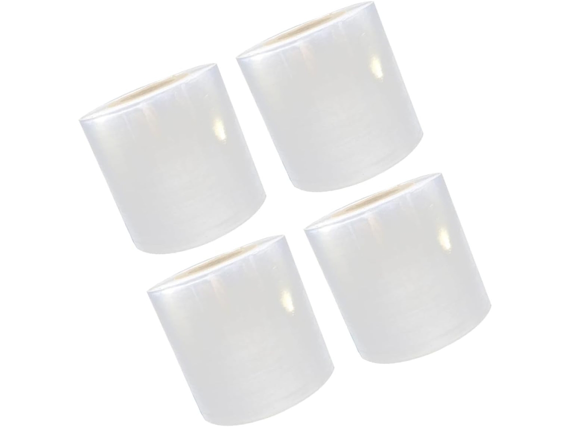 Paquete de 4 rollos de película estirable de PE gruesa, resistente al desgaste y transparente.