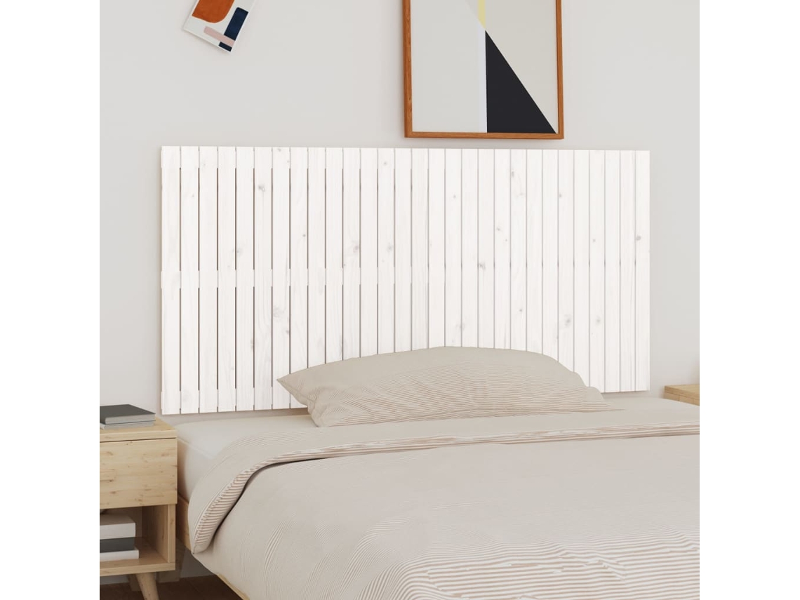Cabecero De Cama De Pared Madera Maciza Pino Blanco 185x3x90 Cm