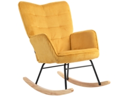 Sillón Mecedor Reclinable, Lana Sintética, Madera Amarilla, Decorativo.