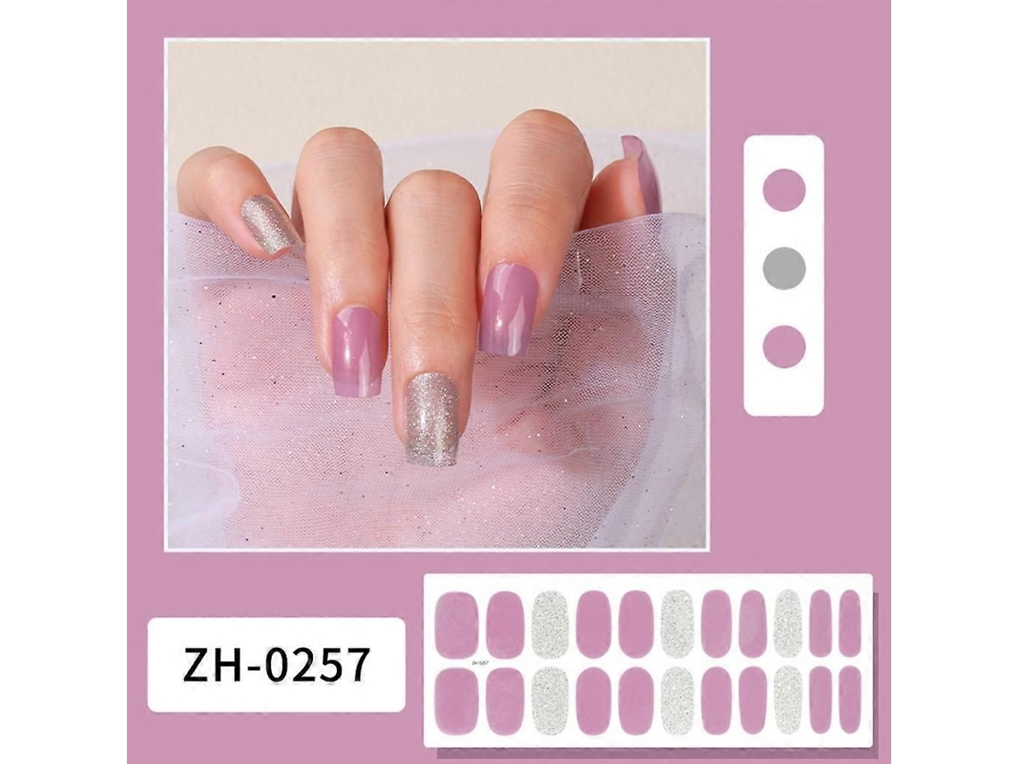 22 tiras adhesivas de esmalte de uñas en gel semicurado de cobertura total. Requiere lámpara UV/LED. GOKOCO