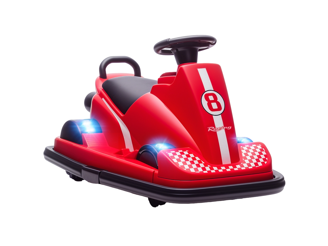 Coche de choque infantil de 6 velocidades, rotación de 360°, música, bocina, color rojo, 74x53x48
