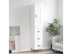 Aparador Alto Madera Contrachapada Blanco Brillo 34,5x34x180 Cm