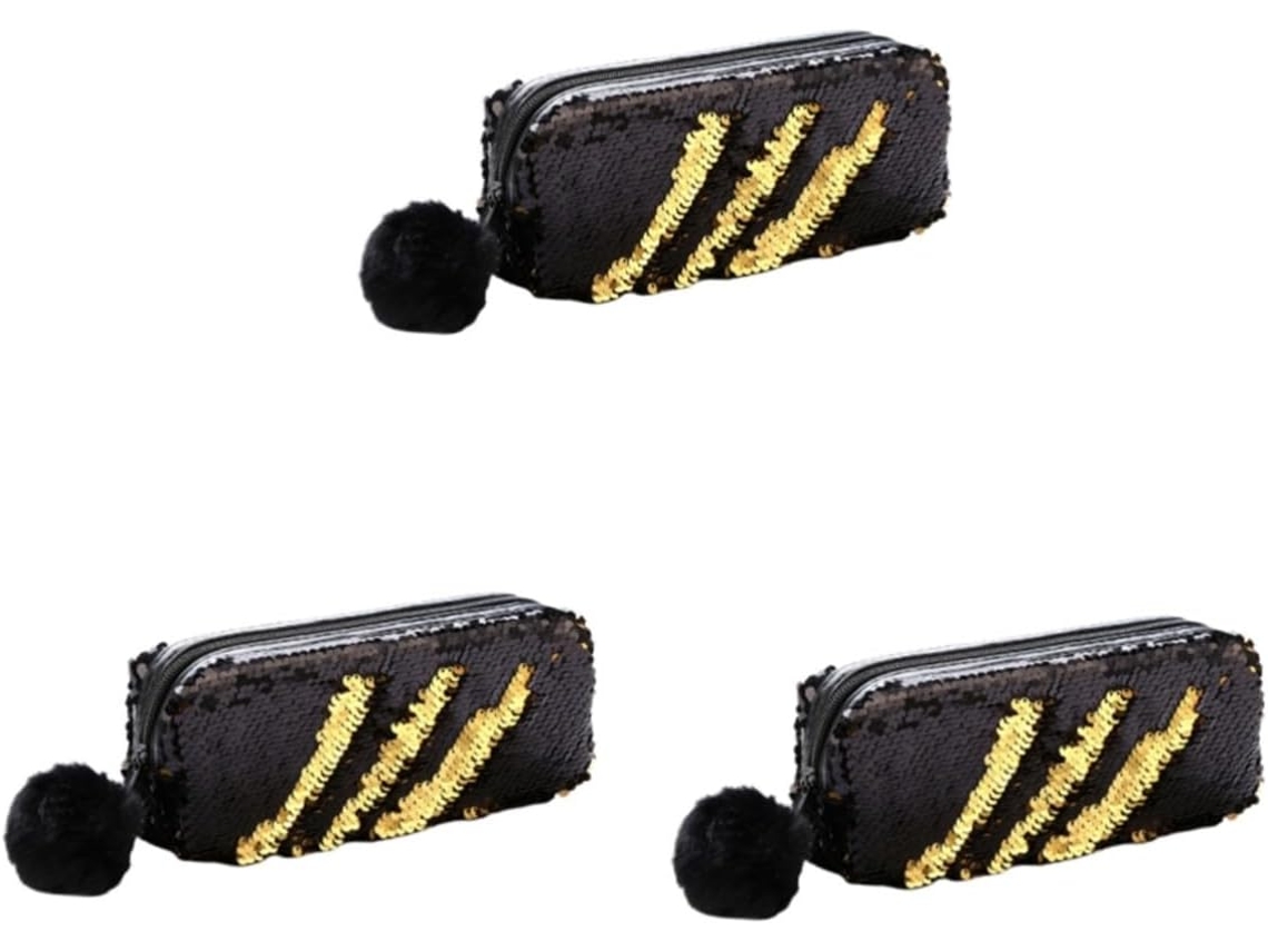 Kit De Maquillaje De 3 Piezas: Neceser Con Pompón, Bolígrafo Y Neceser Para Teléfono Móvil.