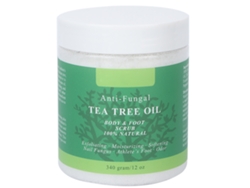 Exfoliante corporal natural con sal del Mar Muerto y aceite de árbol de té: exfolia e hidrata.