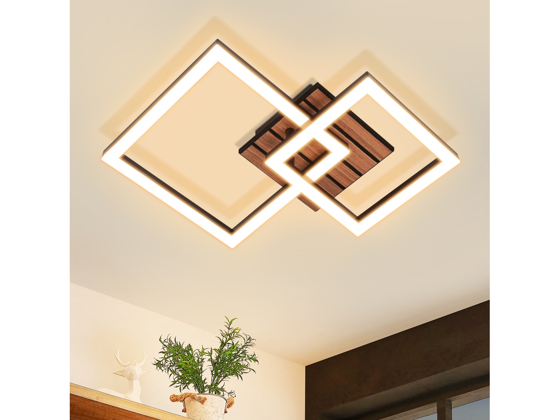 Zmh Lámpara De Techo Led De 14w Negra Diseño Moderno Luz Blanca Cálida 3000k Lámpara Cuadrada Para Salón Dormitorio