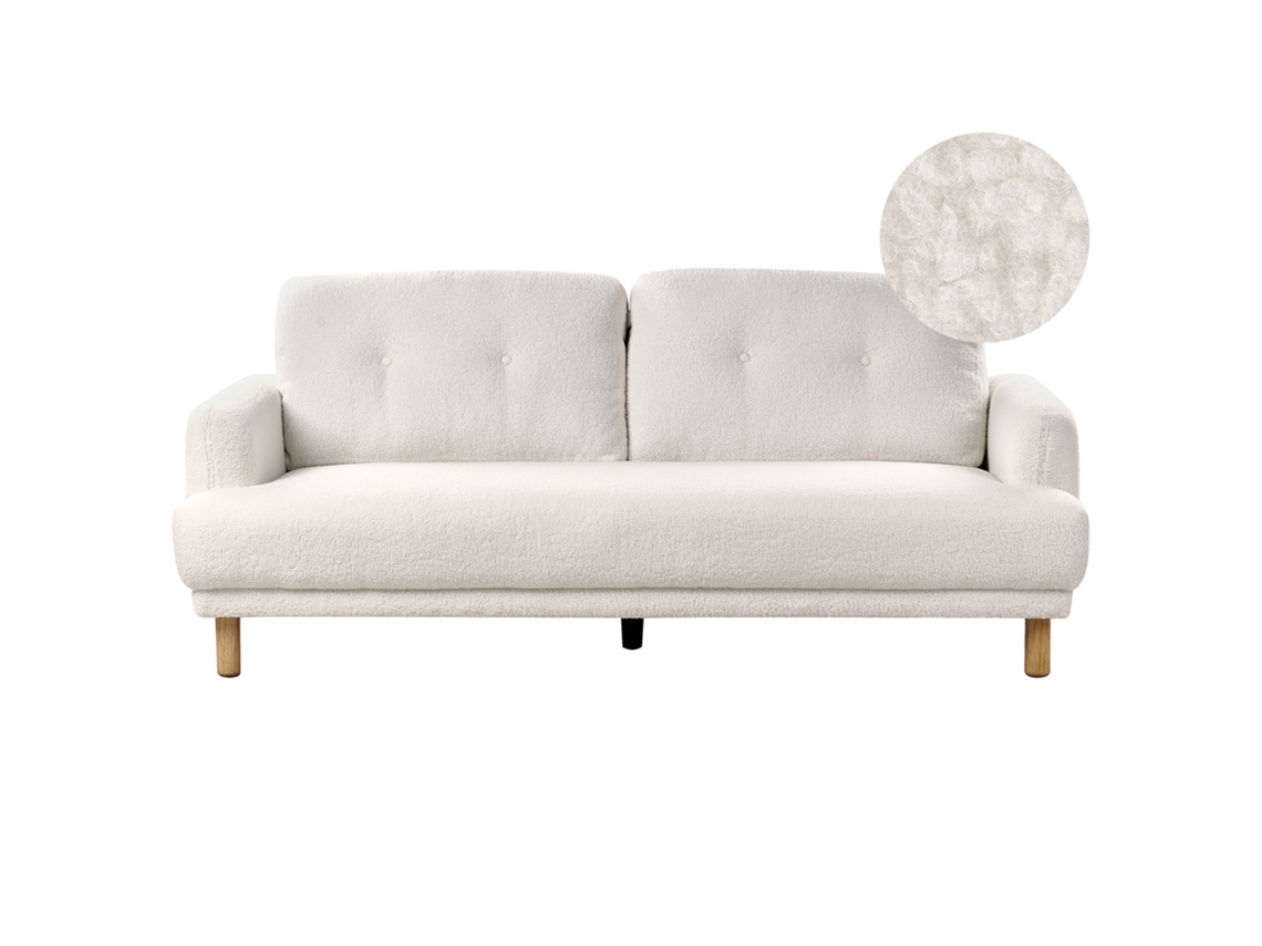 Sofá de 3 plazas BELIANI Tuve de Bouclé Blanco 199x90x85