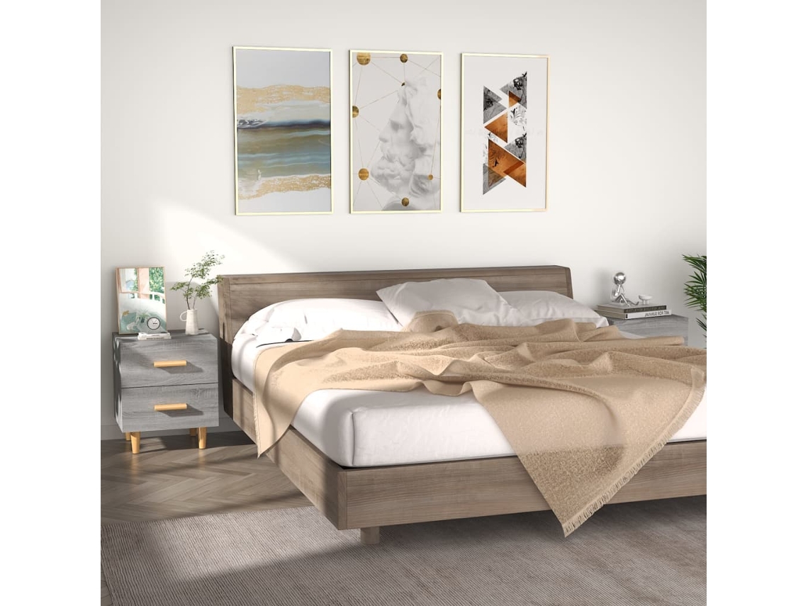Mesitas de Noche LOVELY HOME Mesinha 2 Pcs 40X35X47,5 Cm Sonoma Cinzento