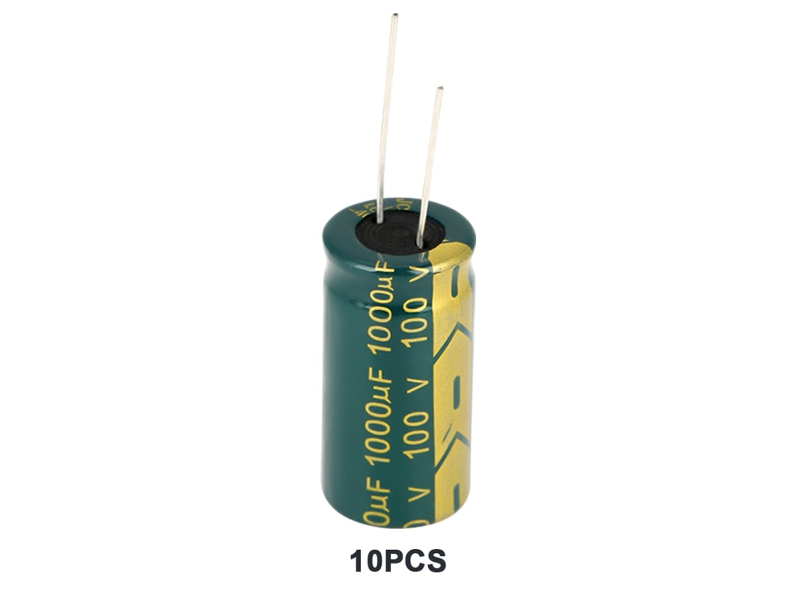 Veloriskku-kit De Capacitores Elétricos Radiais Verdes (100v, 1000uf, 10 Unidades) Componentes Eletrônicos