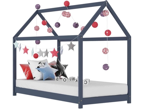 Estructura de cama infantil VIDAXL Gris Madera (166x88x131.5 cm)