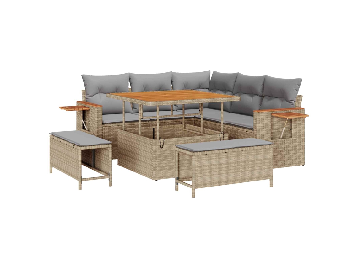 Maison Exclusive - Conjunto De Sofás De Jardín 8 Pcs Beige Ratán Sintético
