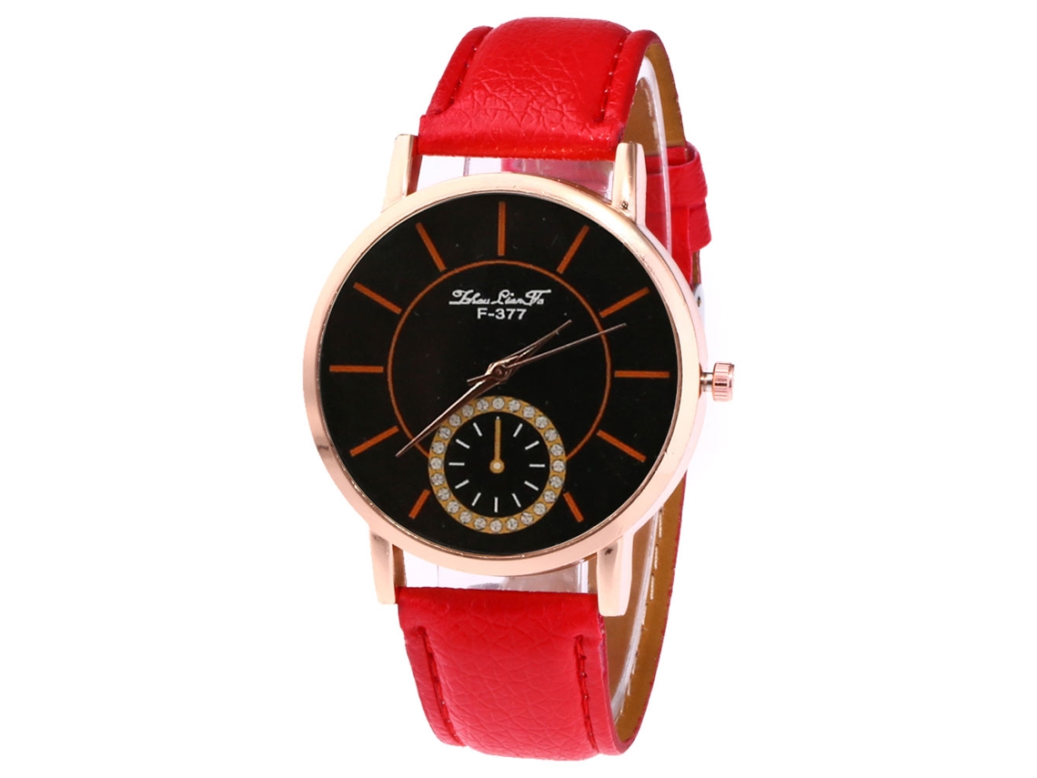 Reloj De Cuero De Cuarzo Estiloso Para Estudiantes Regalo Para Mujer/hombre/niño/novia Rojo