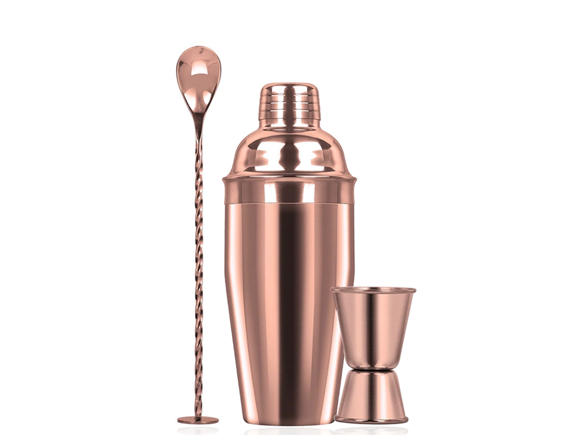 Juego De Coctelera Boston Profesional De Acero Inoxidable De 750 Ml Oro Rosa Gertiz