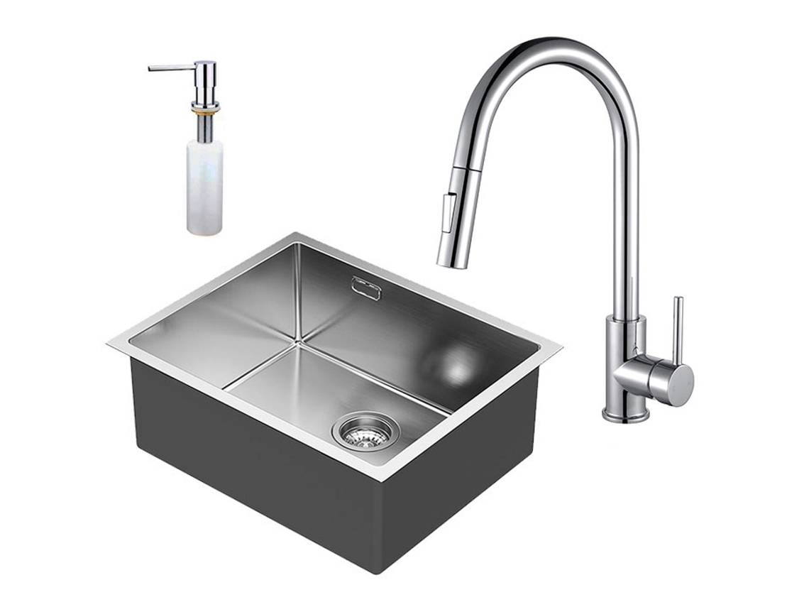 Grifo monomando para lavabo Solut, acabado cepillado, acero inoxidable Kibath