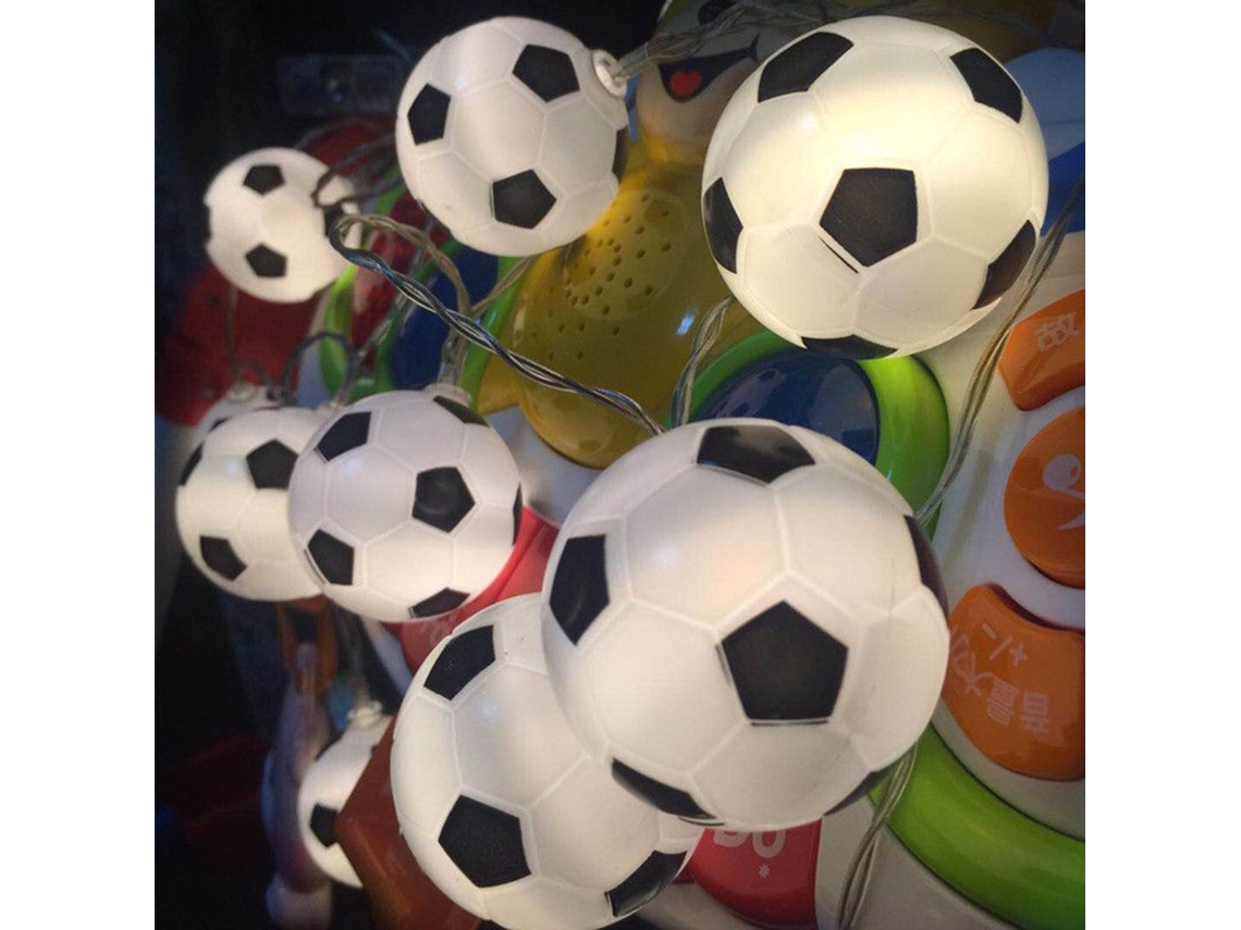 Conjunto de 20 luzes de LED em formato de bola de futebol da Rebe-Luzes para decoração interna e externa, ideal para casa, festas da Copa do Mundo e eventos com tema de futebol.
