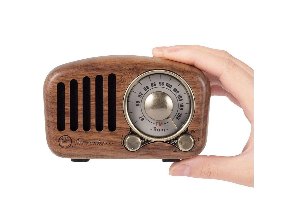 2026-radio Portátil De Madera Fm Con Altavoz Bluetooth Retro (madera De Nogal)